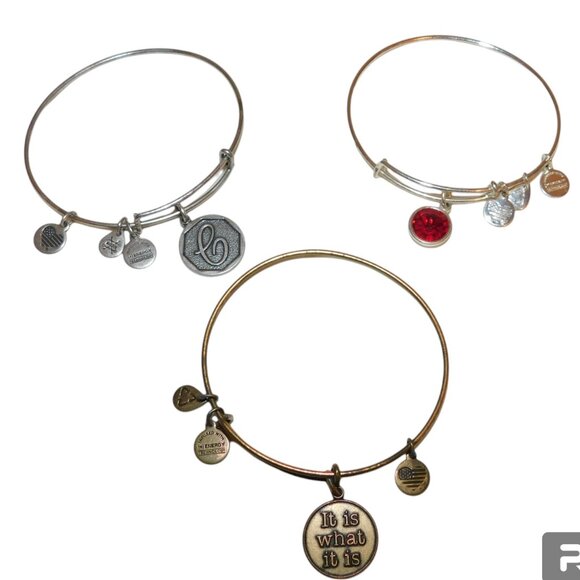 Alex And Ani Bangle Bracelets Initial C, Garnet Birthstone, It Is What It Is - Picture 2 of 9